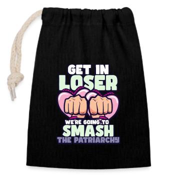 Feminism Women's Power Pro-choice Pro Abortion - Closable cotton gift bag (14x20cm) - black - Front