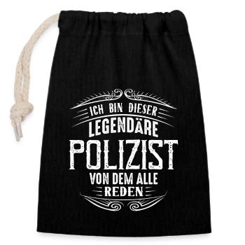 Legendärer Polizist, Geschenkidee, Polizei, Fun - Verschließbarer Geschenkbeutel aus Baumwolle (14x20cm) - Schwarz - Vorne