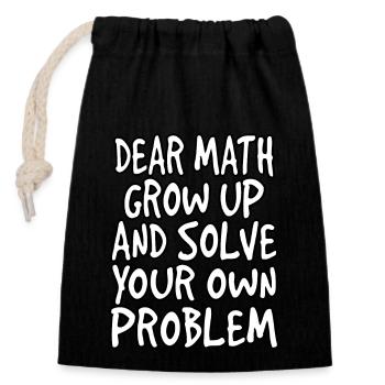 Lustiges Mathe-Witz-Wortspiel - Mathematik-Professor - Verschließbarer Geschenkbeutel aus Baumwolle (14x20cm) - Schwarz - Vorne