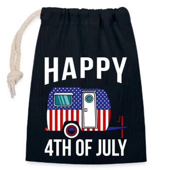 Happy 4th of July - Closable cotton gift bag (14x20cm) - navy - Front