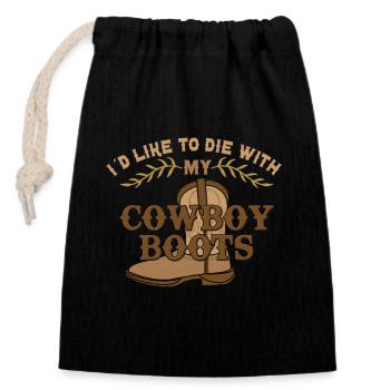 Cowboy Barn Bull Rider Rodeo Country Western - Sac cadeau en coton avec cordon (14 x 20 cm) - noir - Devant