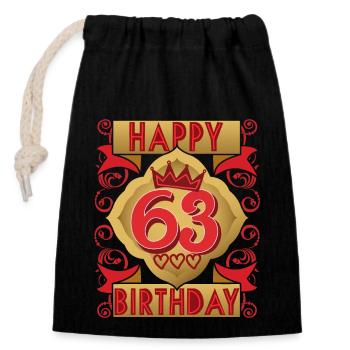 63. Geburtstag 63 Jahre alt Spruch, Vintage-Design - Verschließbarer Geschenkbeutel aus Baumwolle (14x20cm) - Schwarz - Vorne