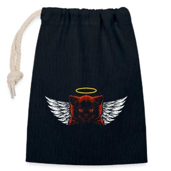 Angel and devil cat - Closable cotton gift bag (14x20cm) - navy - Front