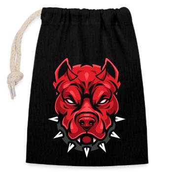 Devil Pit Bull Dog - Closable cotton gift bag (14x20cm) - black - Front