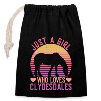 Clydesdale Riterin Mädchen - Sac cadeau en coton avec cordon (14 x 20 cm) - noir - Devant