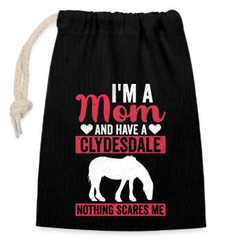 Clydesdale Mama Zugpferdes Pferdemama - Sac cadeau en coton avec cordon (14 x 20 cm) - noir - Devant