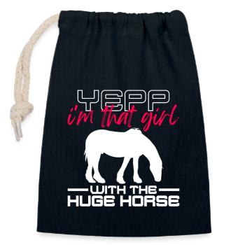 Clydesdale fille Pferdenärrin - Sac cadeau en coton avec cordon (14 x 20 cm) - bleu marine - Devant
