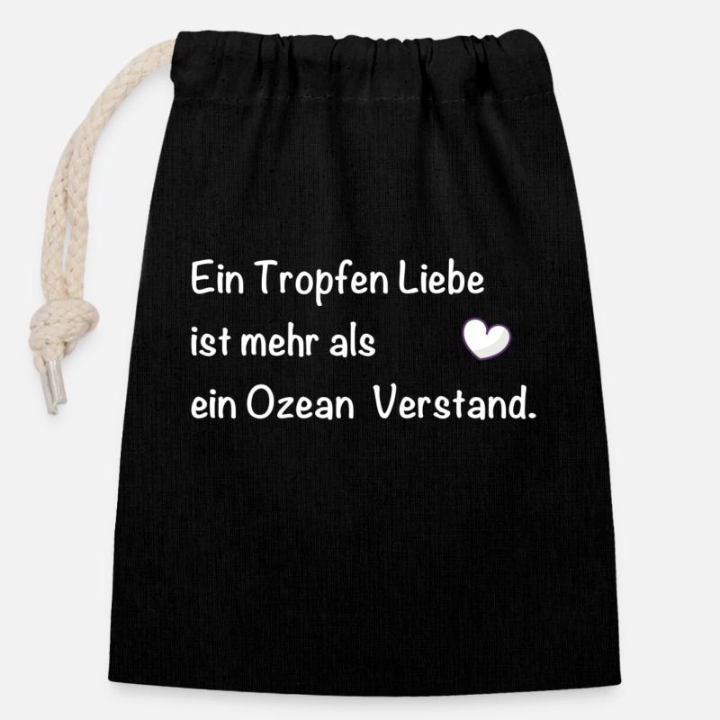Spruch Liebe Romantisch - Verschließbarer Geschenkbeutel aus Baumwolle (14x20cm) - Schwarz