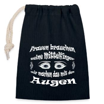 Brauchen kein Mittelfinger machen das mit Augen - Verschließbarer Geschenkbeutel aus Baumwolle (14x20cm) - Navy - Vorne