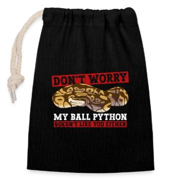 Königspython Bananenkugel Python - Verschließbarer Geschenkbeutel aus Baumwolle (14x20cm) - Schwarz - Vorne