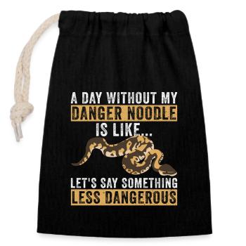 Königspython Bananenkugel Python Danger Nudel - Verschließbarer Geschenkbeutel aus Baumwolle (14x20cm) - Schwarz - Vorne