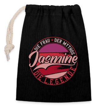 Die frau der Mythos die Legende Jasmine - Verschließbarer Geschenkbeutel aus Baumwolle (14x20cm) - Schwarz - Vorne