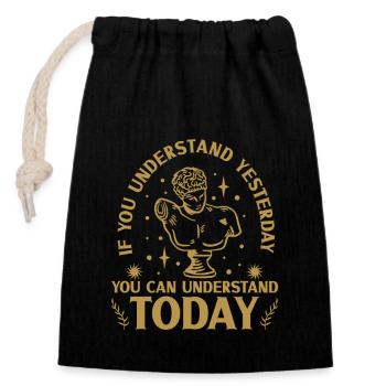 Historien de l’histoire Passionné d’histoire - Sac cadeau en coton avec cordon (14 x 20 cm) - noir - Devant