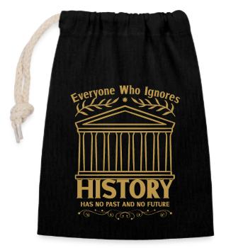 Historien de l’histoire Passionné d’histoire - Sac cadeau en coton avec cordon (14 x 20 cm) - noir - Devant