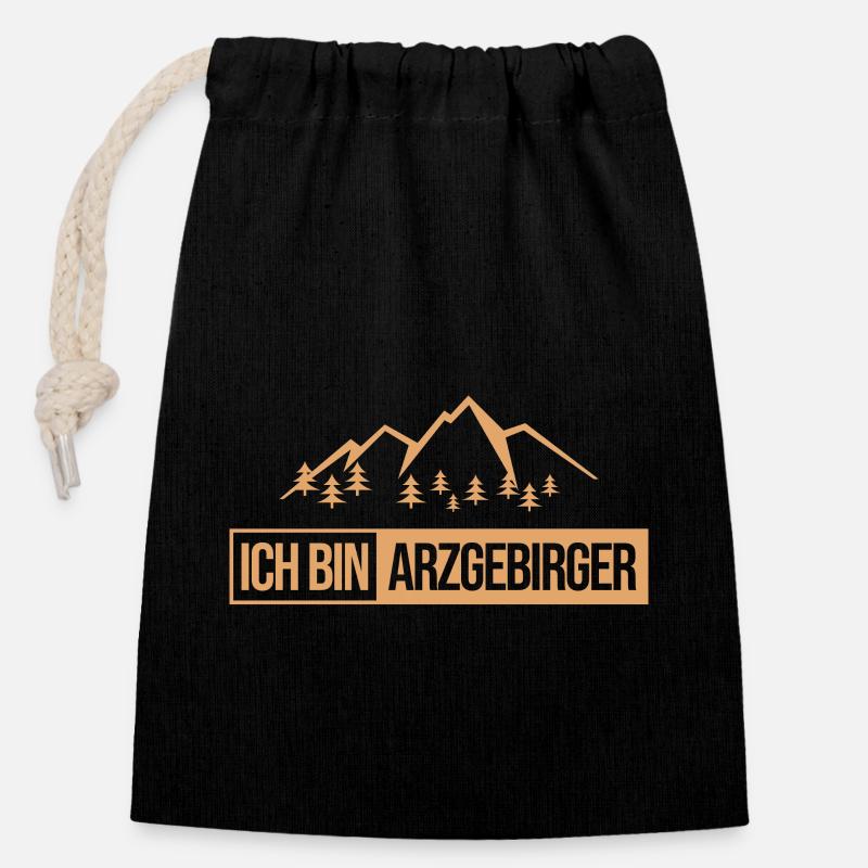Erzgebirge Haamit Spruch - Verschließbarer Geschenkbeutel aus Baumwolle (14x20cm) - Schwarz