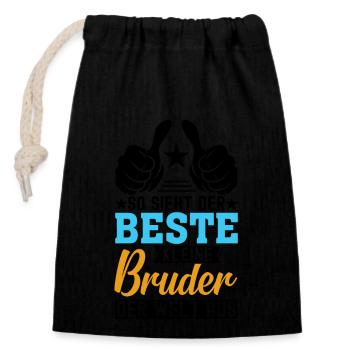 So Sieht Der Beste Kleine Bruder Der Welt Aus - Verschließbarer Geschenkbeutel aus Baumwolle (14x20cm) - Schwarz - Vorne