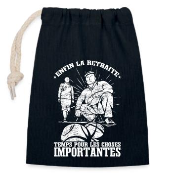Proverbe Boule Lyonnaise Retraite Bouliste - Sac cadeau en coton avec cordon (14 x 20 cm) - bleu marine - Devant