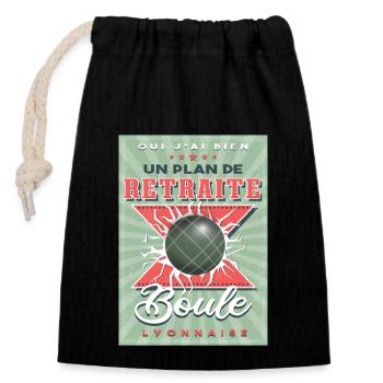 Billet Boule Lyonnaise Retraite - Sac cadeau en coton avec cordon (14 x 20 cm) - noir - Devant