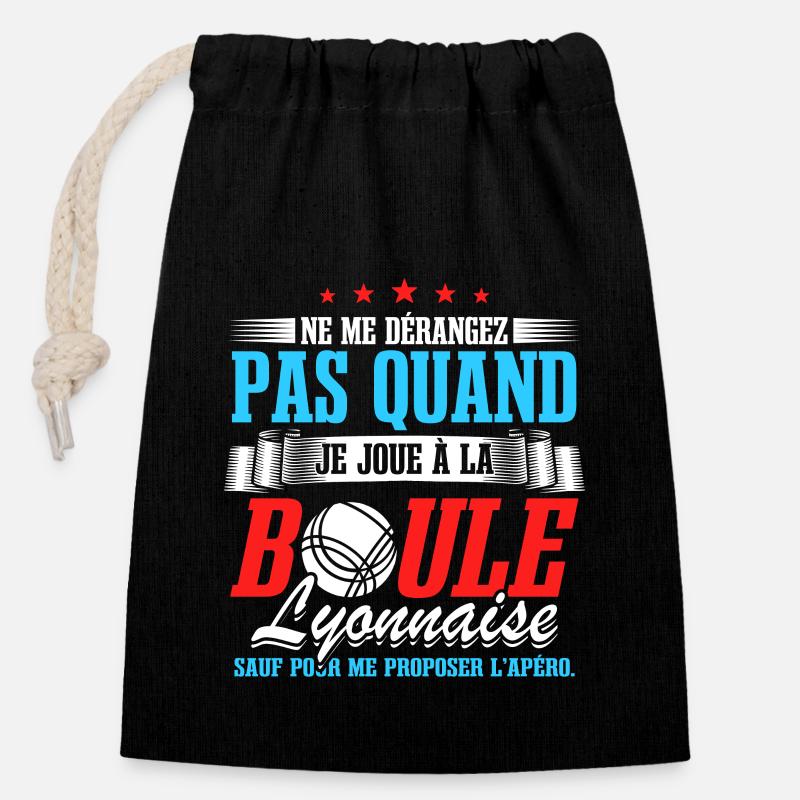 Boule Lyonnaise - Sac cadeau en coton avec cordon (14 x 20 cm) - noir