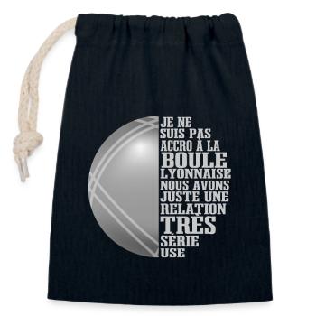 Slogan Boule Lyonnaise Drôle Bouliste - Sac cadeau en coton avec cordon (14 x 20 cm) - bleu marine - Devant