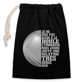 Slogan Boule Lyonnaise Drôle Bouliste - Sac cadeau en coton avec cordon (14 x 20 cm) - noir - Devant