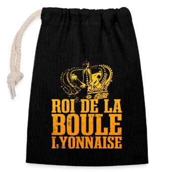 Roi De La Boule Lyonnaise - Sac cadeau en coton avec cordon (14 x 20 cm) - noir - Devant