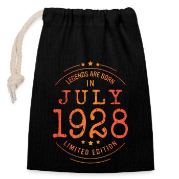 Anniversaire Juillet 1928 Edition Limitée Millésime - Sac cadeau en coton avec cordon (14 x 20 cm) - noir - Devant