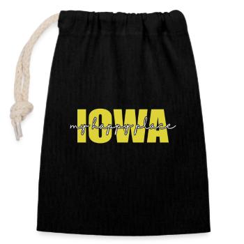 Iowa my happy Place USA America - Closable cotton gift bag (14x20cm) - black - Front