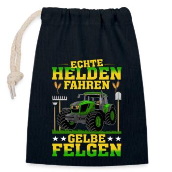 Echte Helden Fahren Gelbe Felgen - Verschließbarer Geschenkbeutel aus Baumwolle (14x20cm) - Navy - Vorne