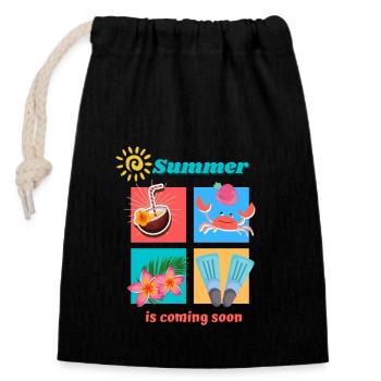 Summer 2023 is coming soon - Summer feeling - Closable cotton gift bag (14x20cm) - black - Front