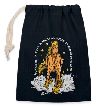 Équitation - Sac cadeau en coton avec cordon (14 x 20 cm) - bleu marine - Devant