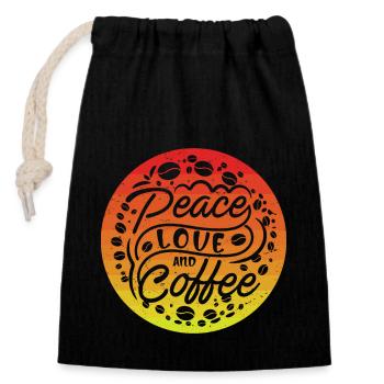 Peace Love and Coffee - Closable cotton gift bag (14x20cm) - black - Front