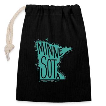 Minnesota Carte Contour USA Amérique - Sac cadeau en coton avec cordon (14 x 20 cm) - noir - Devant