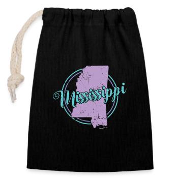 Mississippi Carte USA Amérique - Sac cadeau en coton avec cordon (14 x 20 cm) - noir - Devant