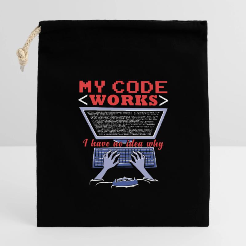 Programmeur Codeur Fuuny Sac cadeau en coton avec cordon (14 x 20 cm)