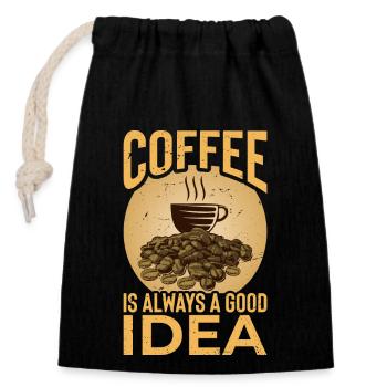 Coffee is always a good idea - Closable cotton gift bag (14x20cm) - black - Front