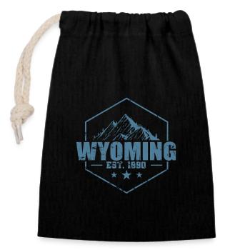 Wyoming Est. 1890 USA America State - Closable cotton gift bag (14x20cm) - black - Front