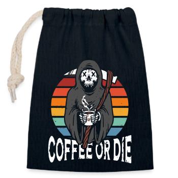 Coffee or die - Closable cotton gift bag (14x20cm) - navy - Front