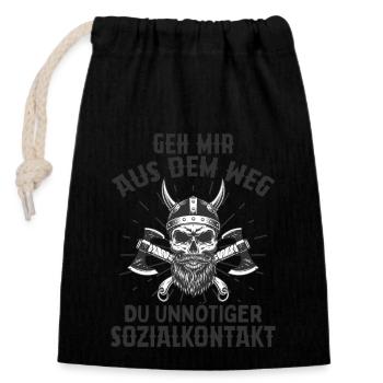 Geh Mir Aus Dem Weg Du Unnötiger Sozialkontakt - Verschließbarer Geschenkbeutel aus Baumwolle (14x20cm) - Schwarz - Vorne