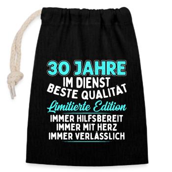 30 Jahre Im Dienst - Verschließbarer Geschenkbeutel aus Baumwolle (14x20cm) - Schwarz - Vorne