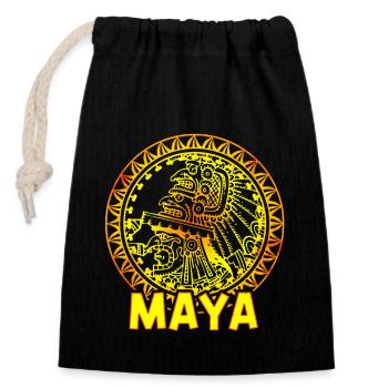 Civilisation Maya Amérique centrale - Sac cadeau en coton avec cordon (14 x 20 cm) - noir - Devant