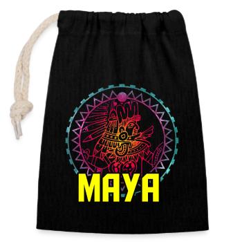Civilisation Maya Amérique centrale - Sac cadeau en coton avec cordon (14 x 20 cm) - noir - Devant