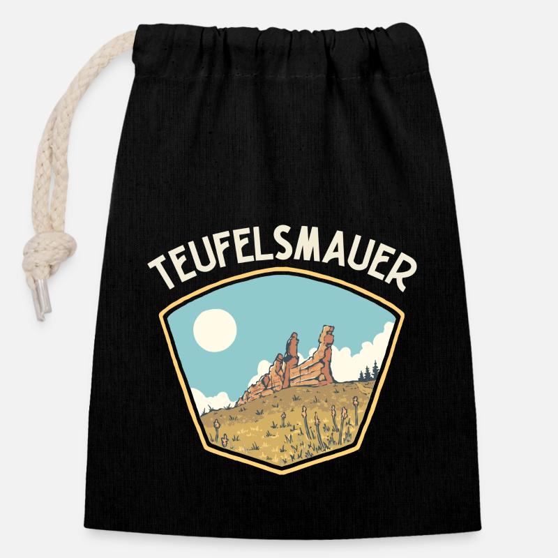 Heimat Harz | Teufelsmauer | Harz Souvenir - Verschließbarer Geschenkbeutel aus Baumwolle (14x20cm) - Schwarz