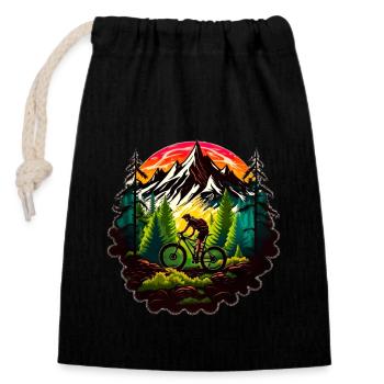 Mountainbike Outdoor Downhill Natur MTB Fahrrad - Verschließbarer Geschenkbeutel aus Baumwolle (14x20cm) - Schwarz - Vorne