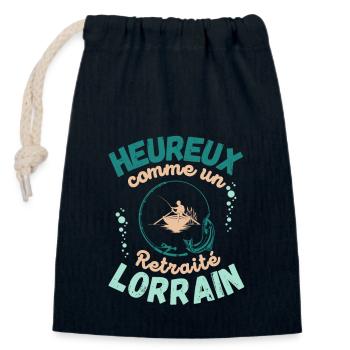Cadeau Retraité Lorrain Pêcheur Noel Anniversaire - Sac cadeau en coton avec cordon (14 x 20 cm) - bleu marine - Devant