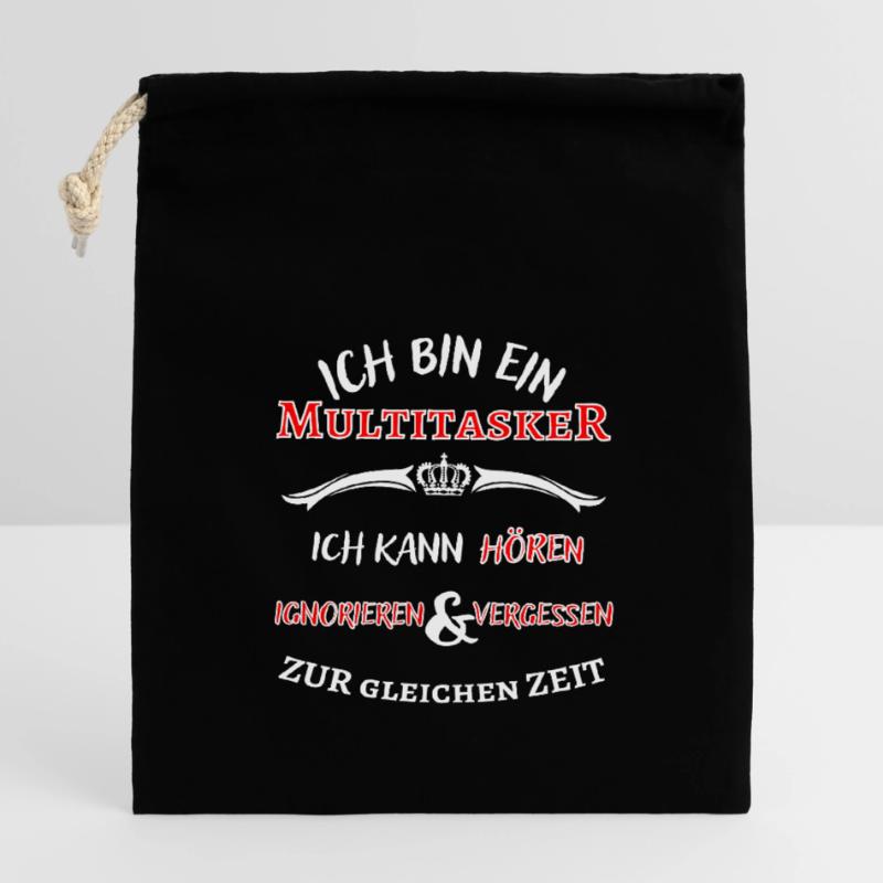 Ich bin ein Multitasker ... cooler Fun Spruch Verschließbarer Geschenkbeutel aus Baumwolle (14x20cm)