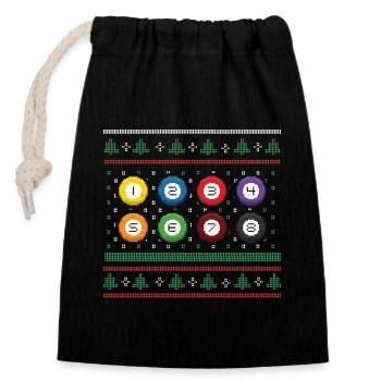 Billiard Xmas - Verschließbarer Geschenkbeutel aus Baumwolle (14x20cm) - Schwarz - Vorne