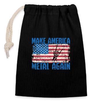 Make America Metal again Heavy Metal Musik - Verschließbarer Geschenkbeutel aus Baumwolle (14x20cm) - Schwarz - Vorne