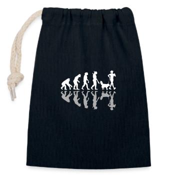 Human Evolution Dog Mom Pet Owner Doggy Lover - Closable cotton gift bag (14x20cm) - navy - Front