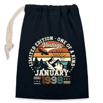Né le 25 janvier 1998 Homme cadeau - Sac cadeau en coton avec cordon (14 x 20 cm) - bleu marine - Devant
